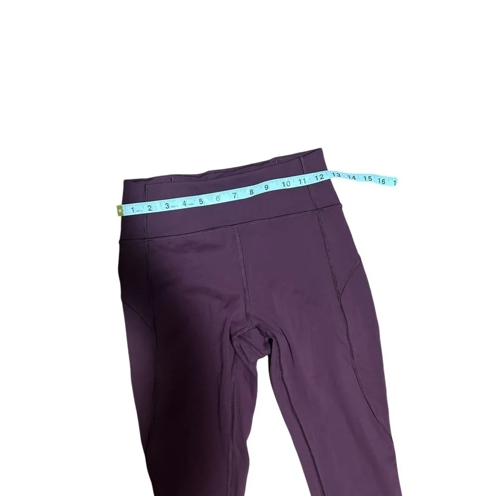 Lululemon Burgundy Crop Leggings Size 6 Pockets High Rise Athletic Yoga